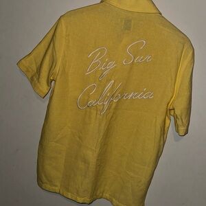 Small Yellow Linen Button Down Shirt
